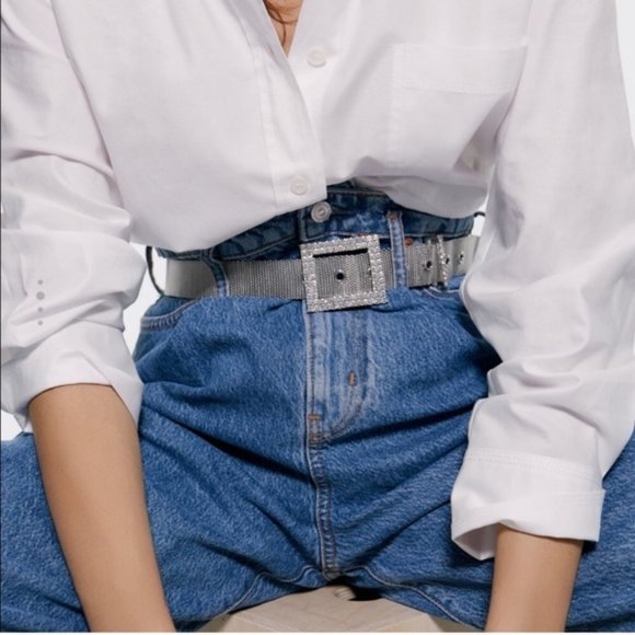 Zara Accessories - Zara Rhinestone Shiny Metallic Belt